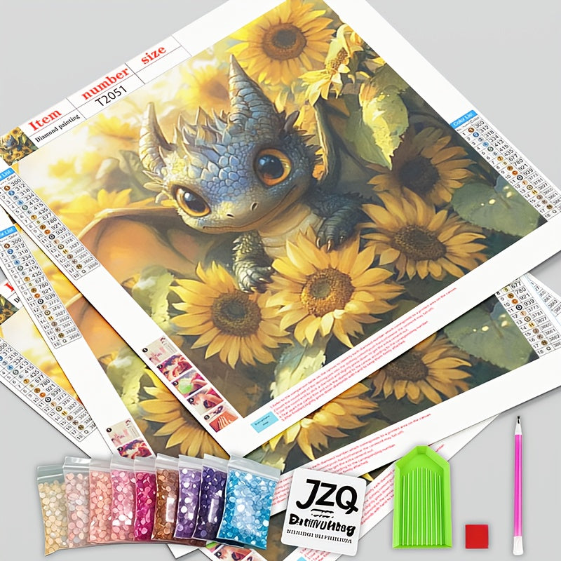 Beginner Friendly 5D Diamond Art: Sunflower Dragon Baby