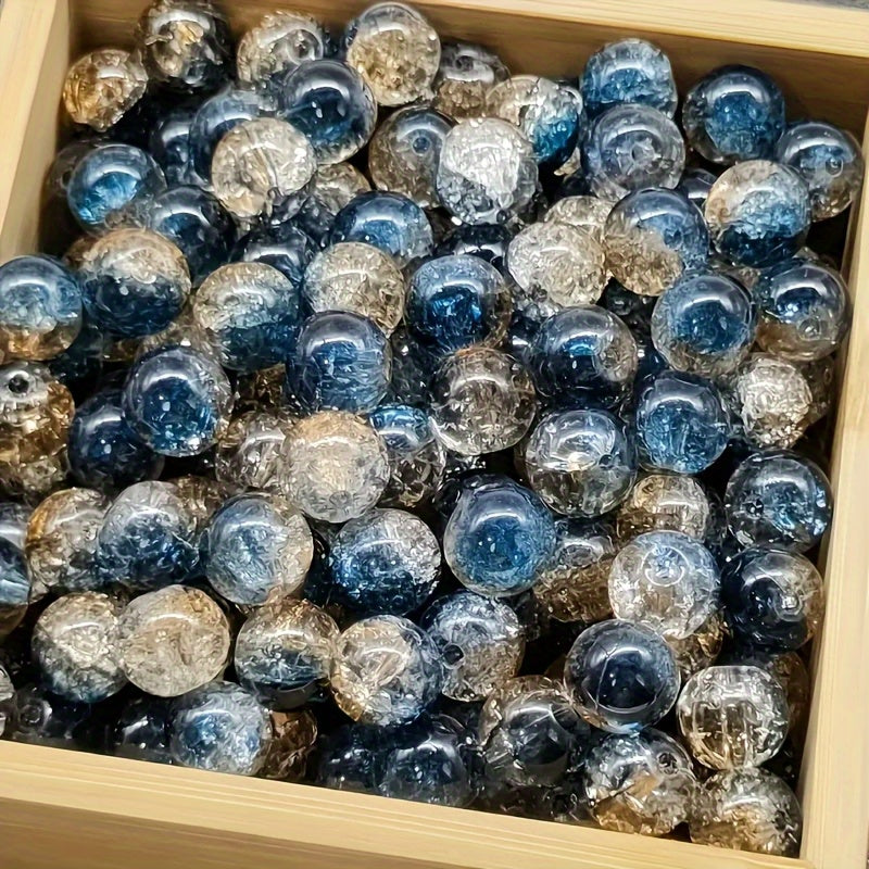 Blue Golden Crack Glass Beads 8mm Pcs for Jewelry Making