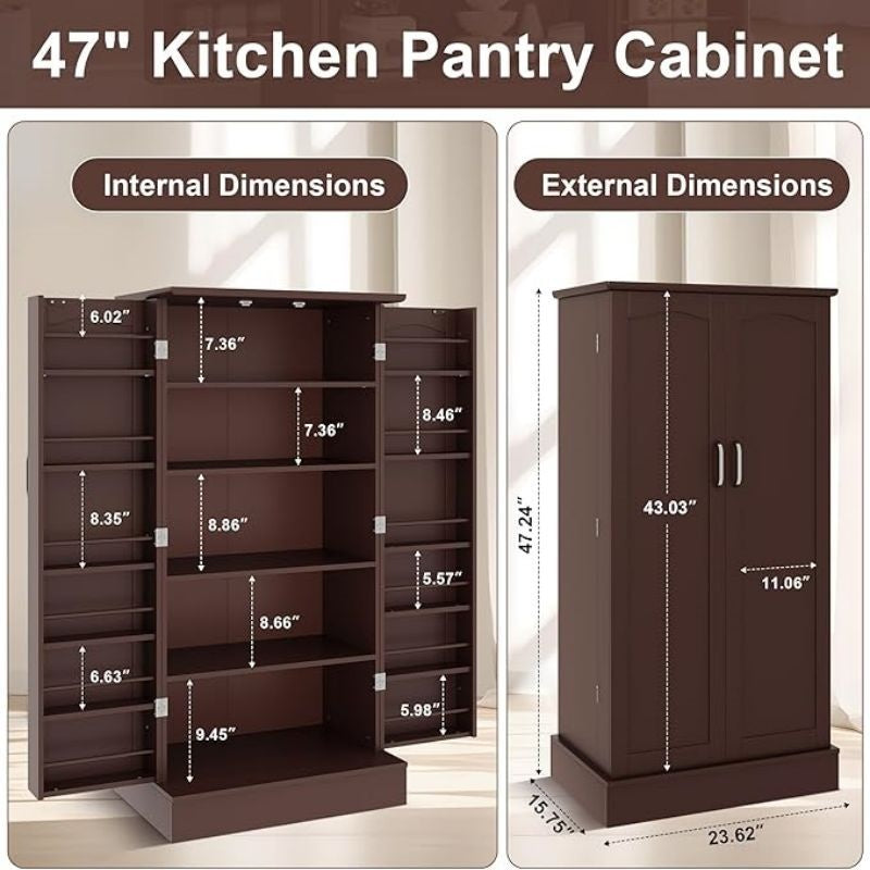 Gray Storage Cabinet with Doors and Adjustable Shelves