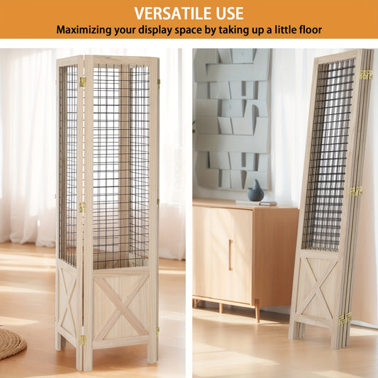 Matladin White 4-Panel Folding Gridwall Room Divider