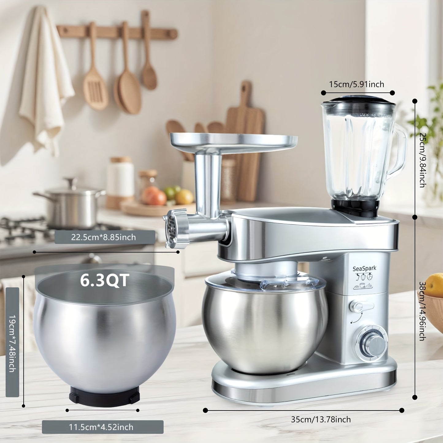 Six In One Electric Vertical Mixer 400W 6 Speeds Pulse