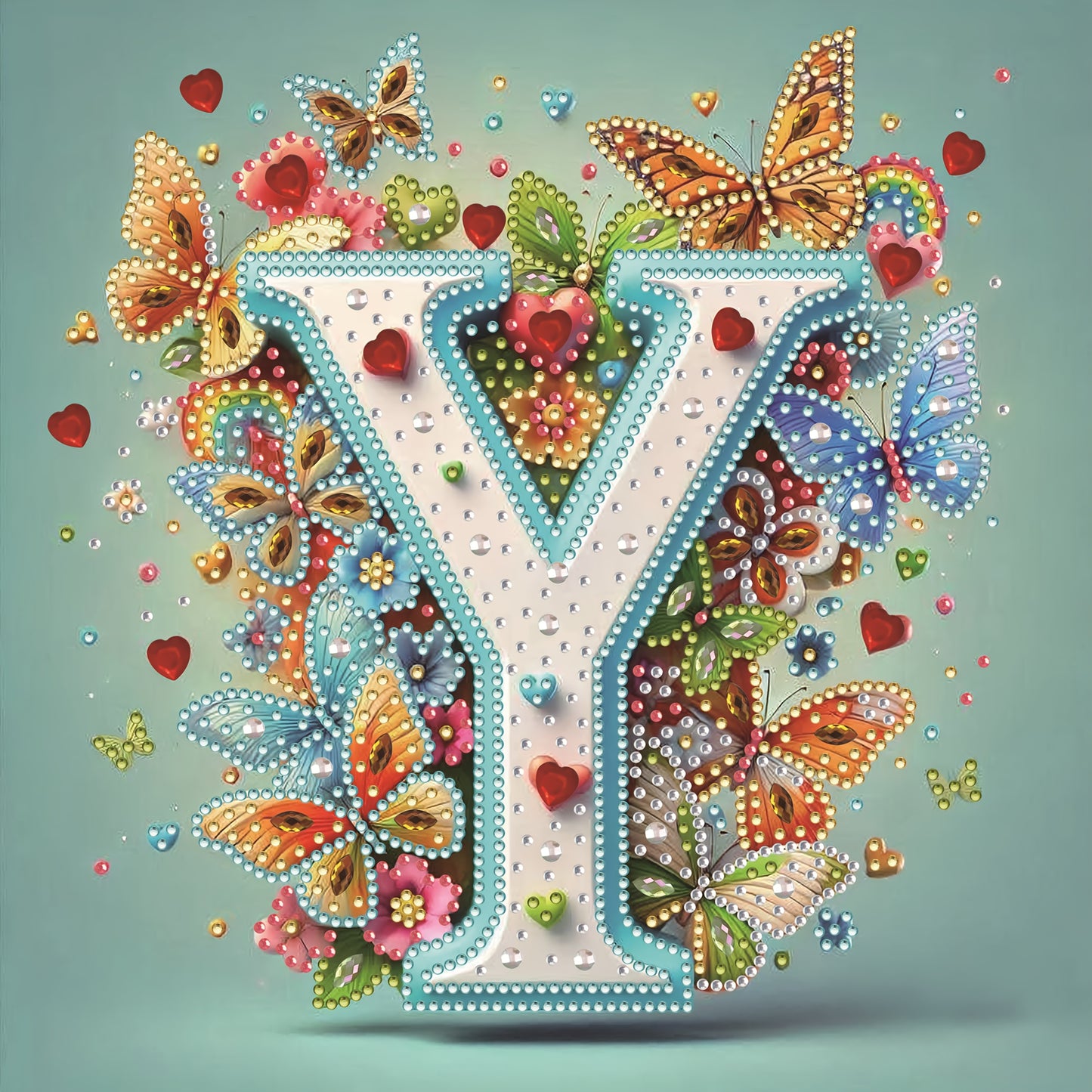 DIY Alphabet Diamond Painting Kit with Butterfly Designs