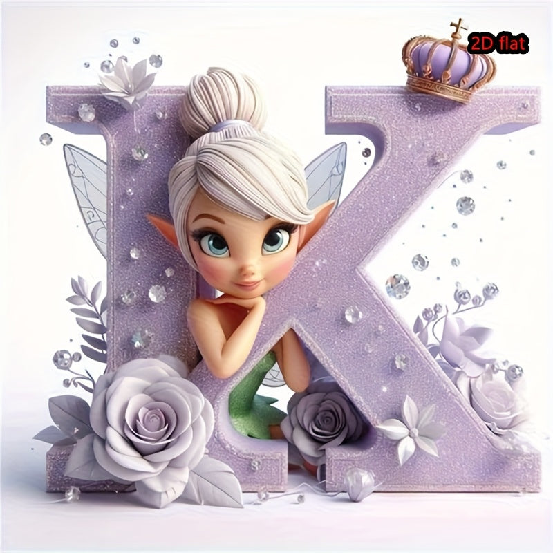 Round Diamond Art Kit with A-Z Letters and Elves Wall Decor