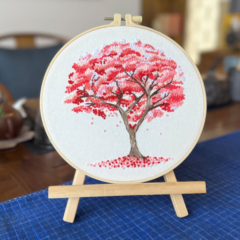 All Season Tree Cross Stitch Kit With Pre Printed Fabric