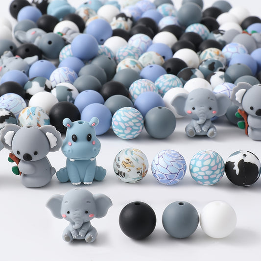 3D Animal Silicone Beads Elephant Koala Hippo Bulk Spacer