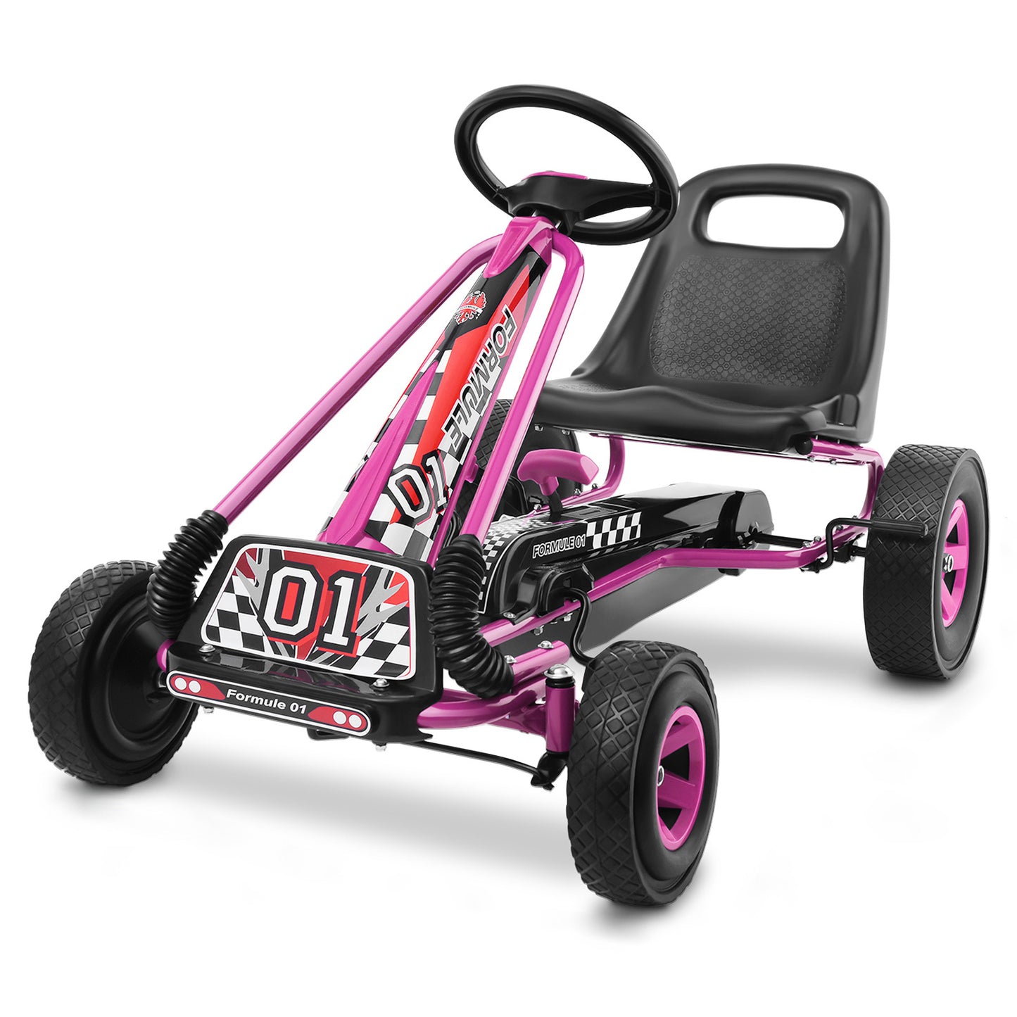 COSTWAY Kids Pedal Go Kart For 3-8 Years, Adjustable Seat