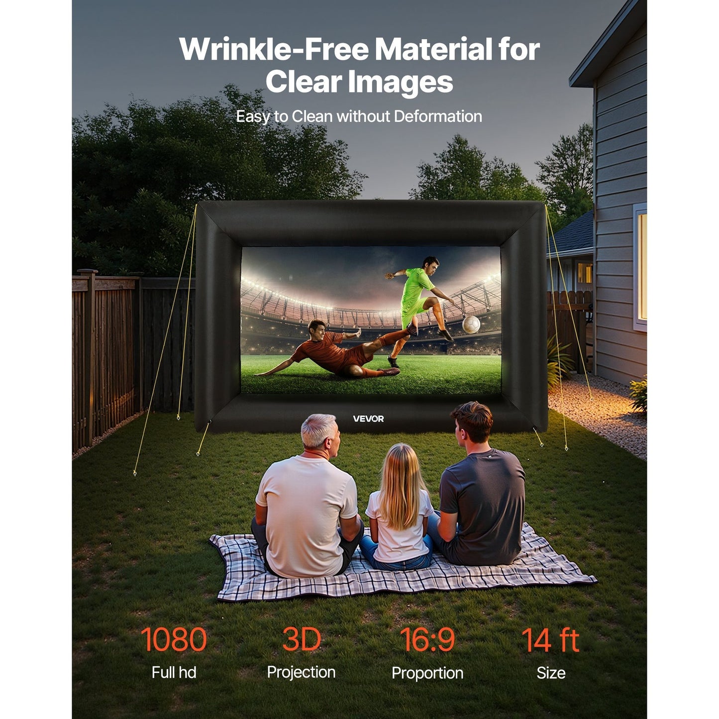VEVOR Inflatable Projector Screen 14 16 20ft Outdoor
