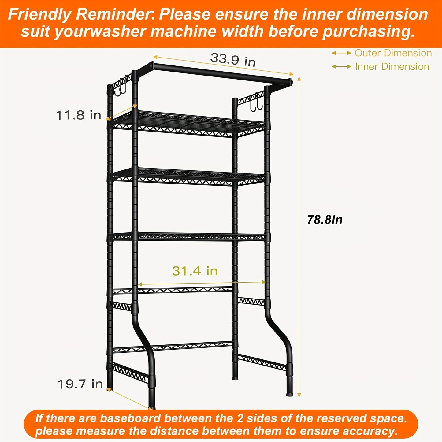 Heavy Duty Freestanding Laundry Rack 6 Shelves And Rods