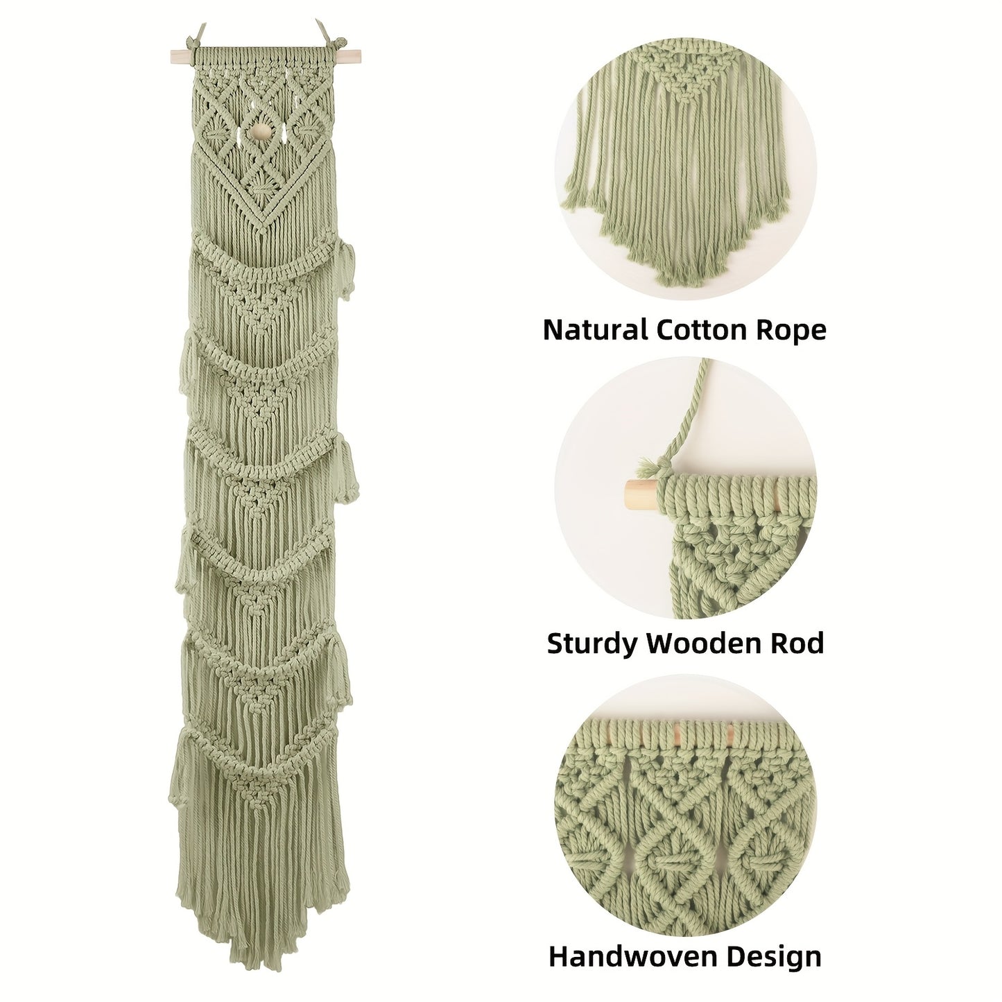 Wooden Wall Mount Hat Rack With Macrame Tassels Foldable