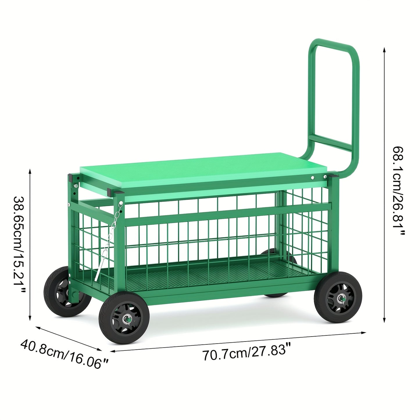 Convertible Heavy-Duty Metal Rolling Garden Seat with Wheels