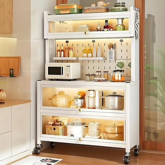5 Tier White Microwave Stand Storage Kitchen Organization