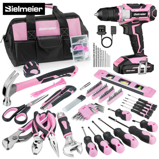 Pink 236 Piece Tool Kit With 20V Cordless Drill Driver