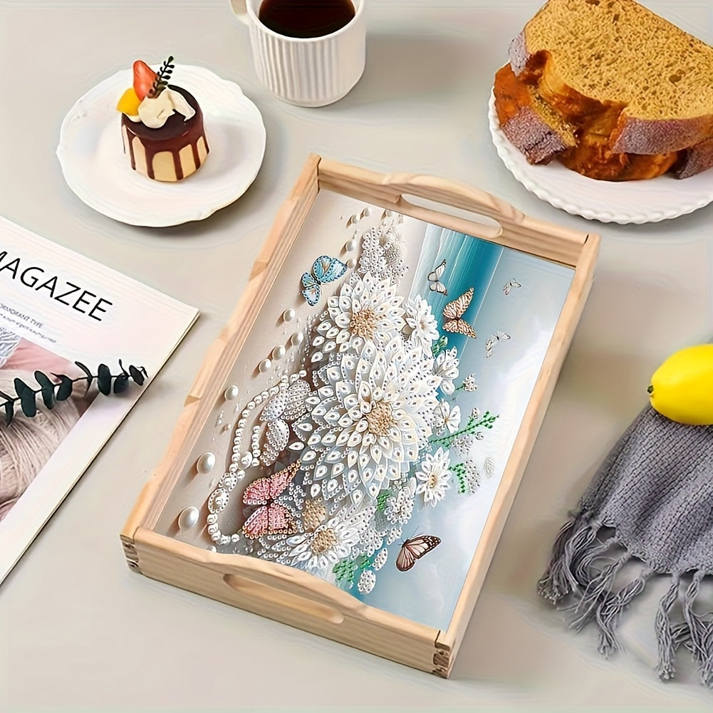 DIY Diamond Painting Wooden Food Tray Beach Daisy Kit
