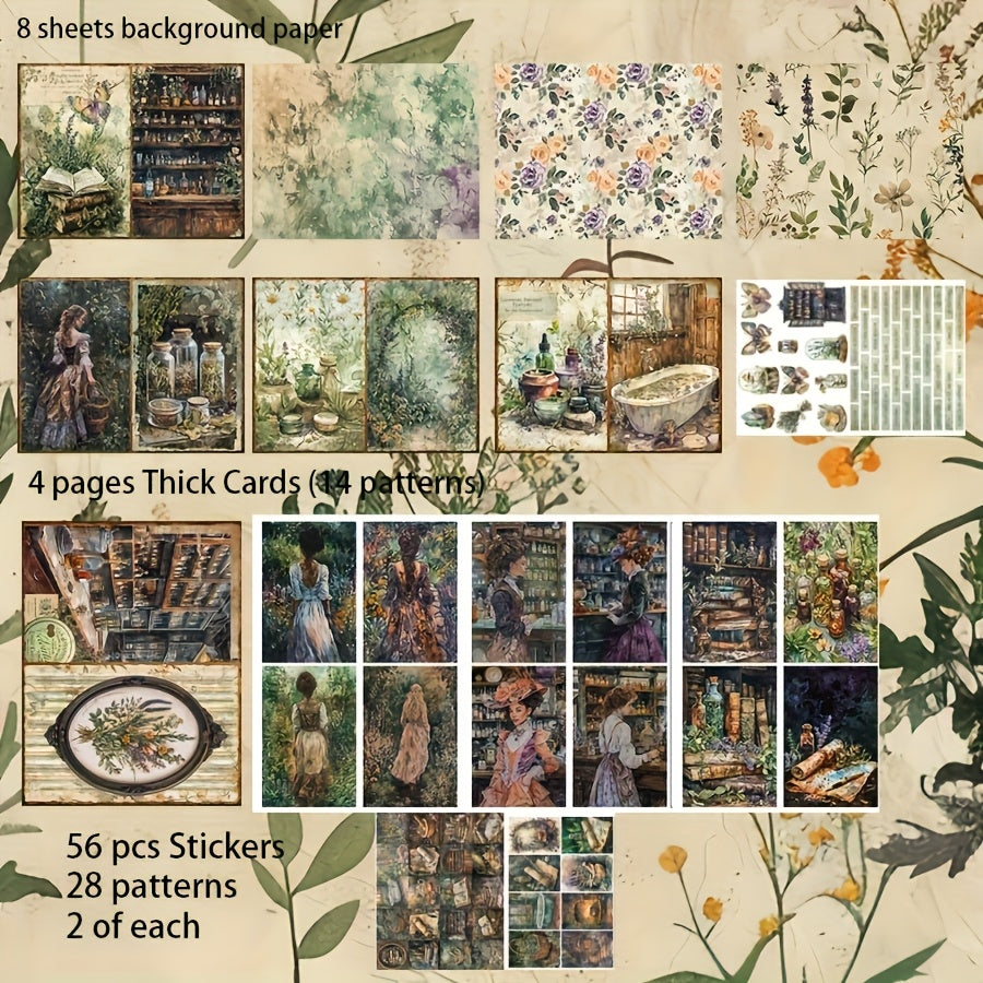 Forest Magical Herb Scrapbooking Kit With Crystal Cards
