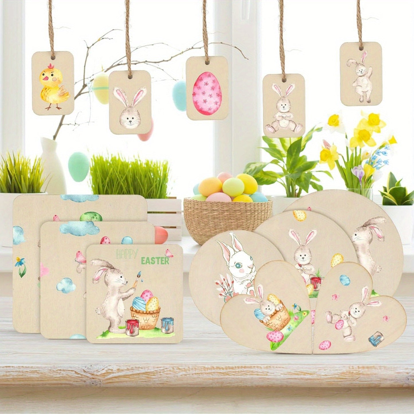 65pcs Untreated Wooden Shapes Set for DIY and Christmas