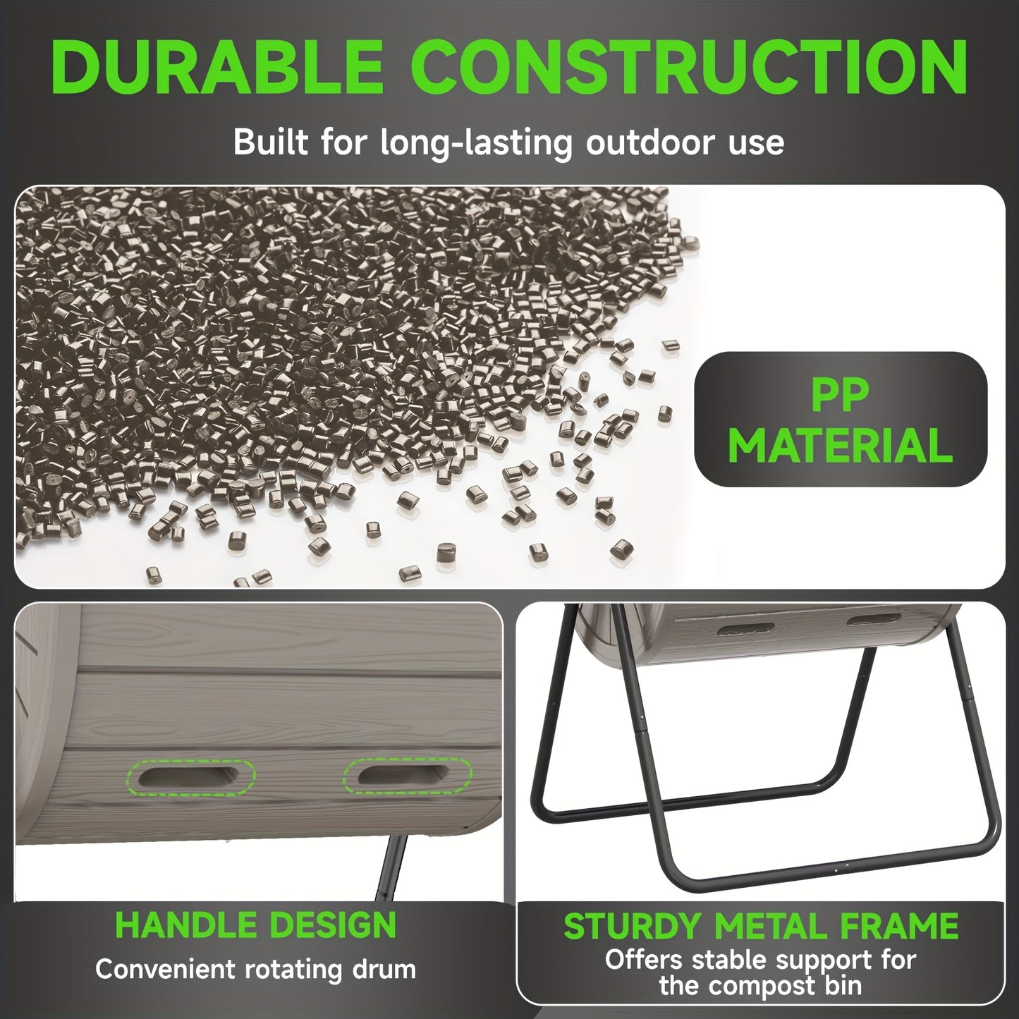 Dual Chamber Tumble Composter 43 Gallons Black Rotating