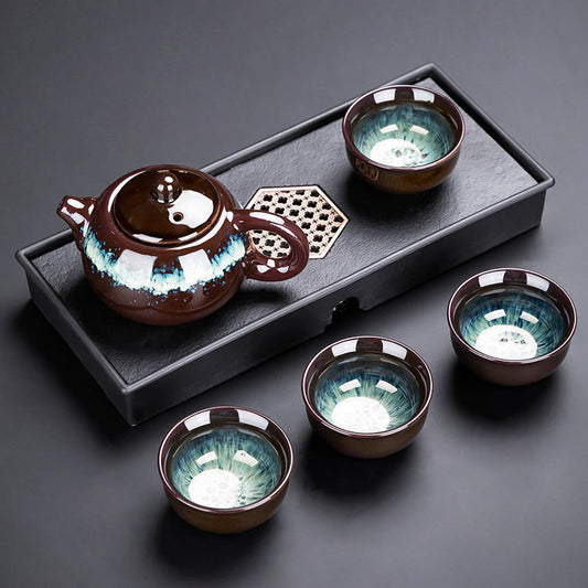 Blue Tears Ceramic Tea Set 5 Pieces Chinese Style Gift