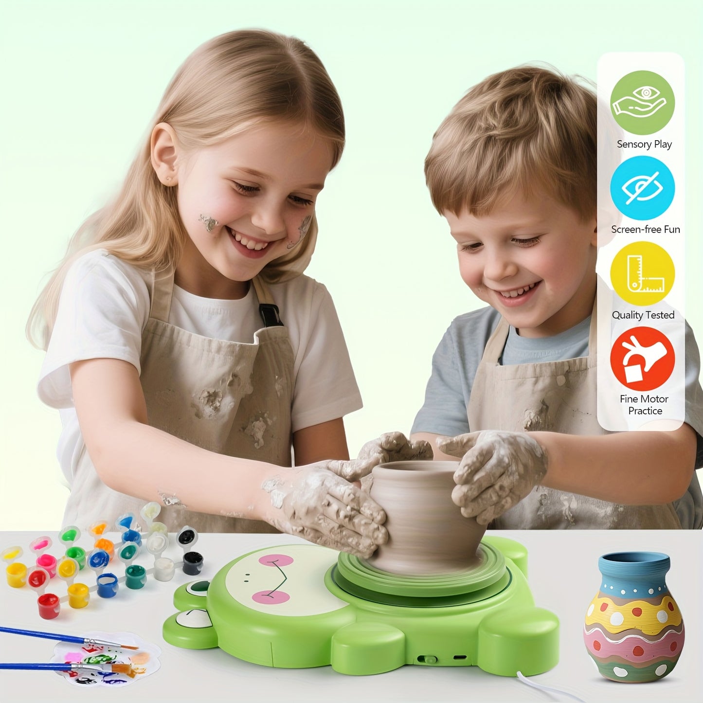 Frog Theme Pottery Wheel Kit For Kids Beginners Arts