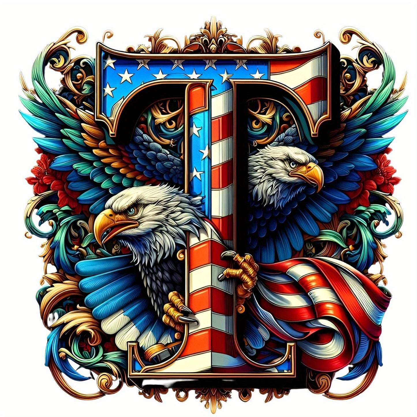 DIY Diamond Art Eagle Flag Alphabet 5D Kit 25 Letters AZ