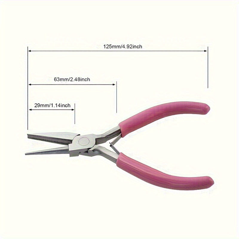 Pink Handle 5 Inch Precision Circular Concave Pliers DIY