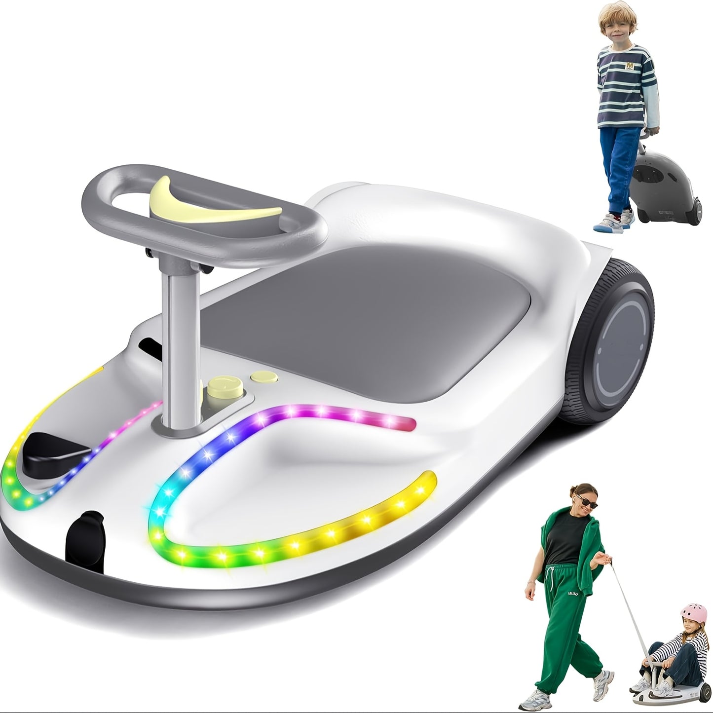 Electric Wiggle Car Ride On Toy for Kids, 4-in-1 Modes