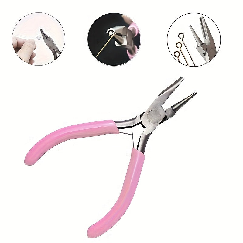 Pink Handle 5 Inch Precision Circular Concave Pliers DIY