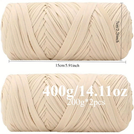 2 Pack 400g Tshirt Yarn Soft Elastic Polyester For DIY Knit