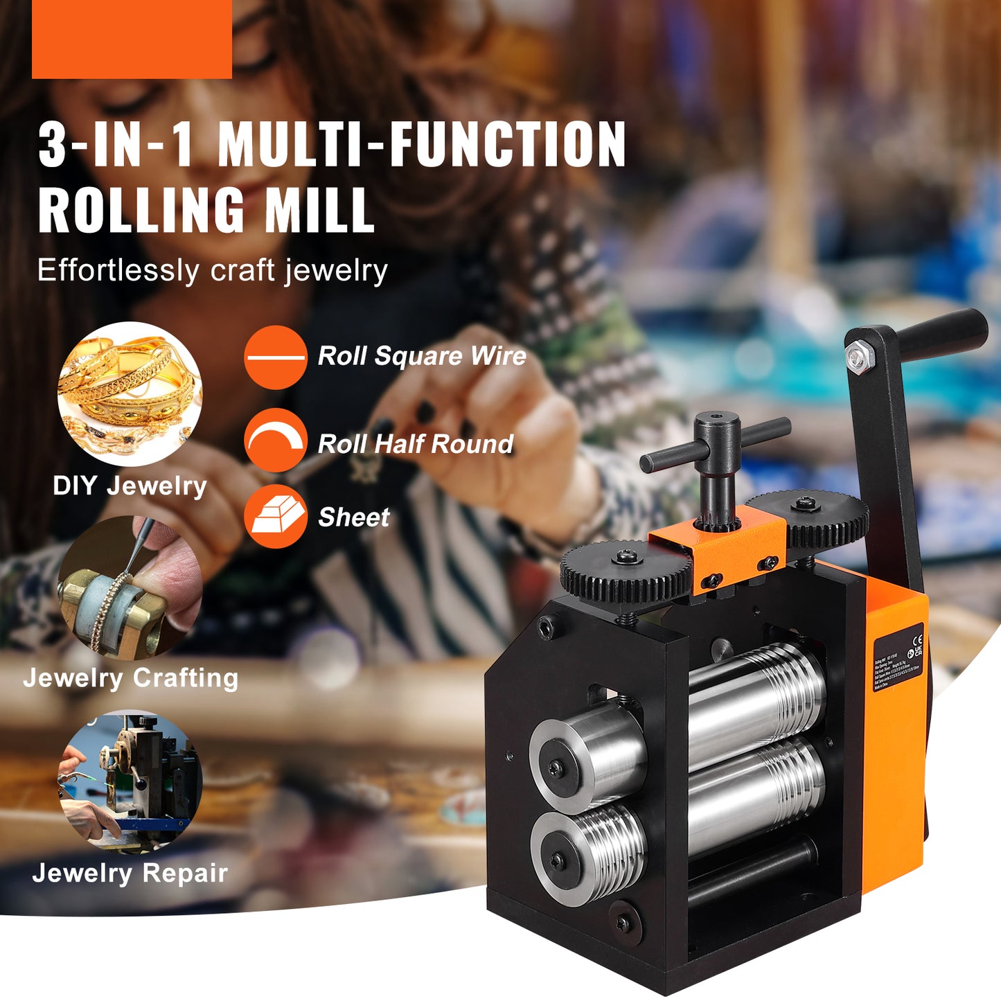 VEVOR 3 In 1 Rolling Mill For Metal Jewelry Making Pro