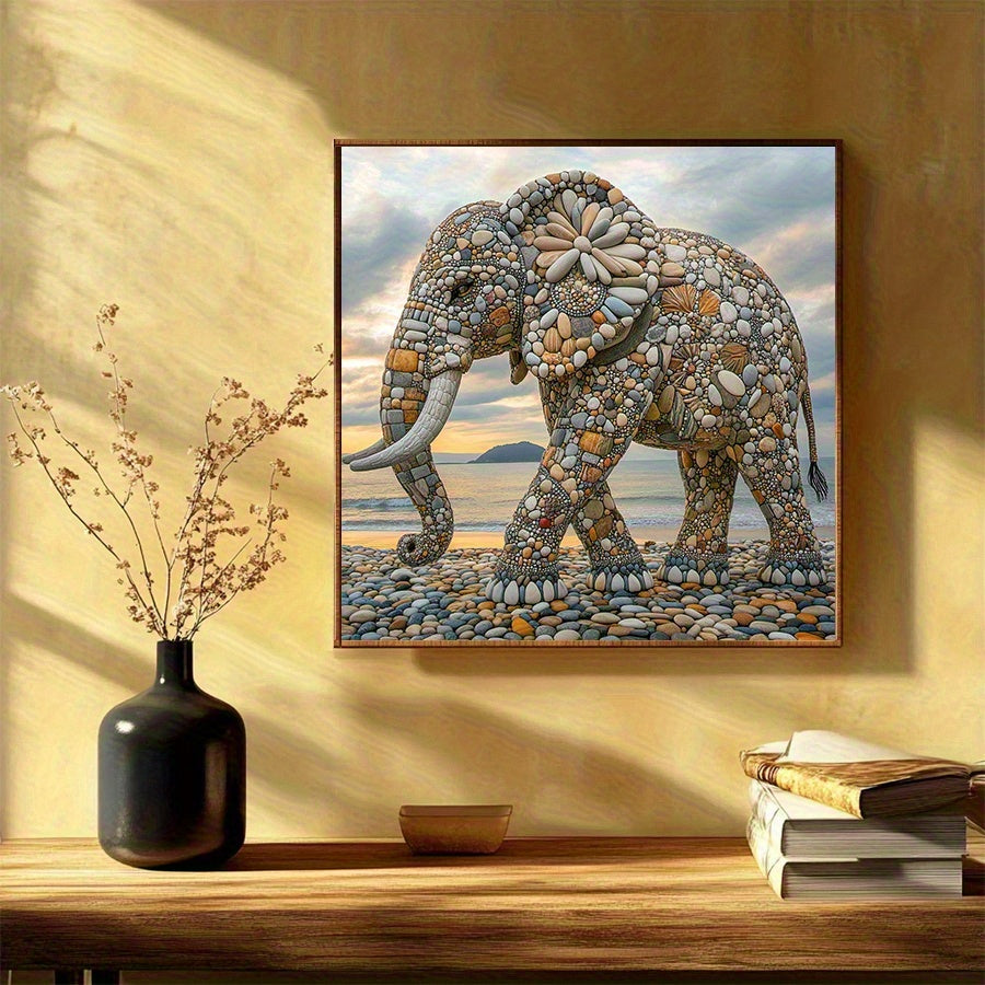 Beach Sunset Pebble Hippo DIY Diamond Painting Kit Gift