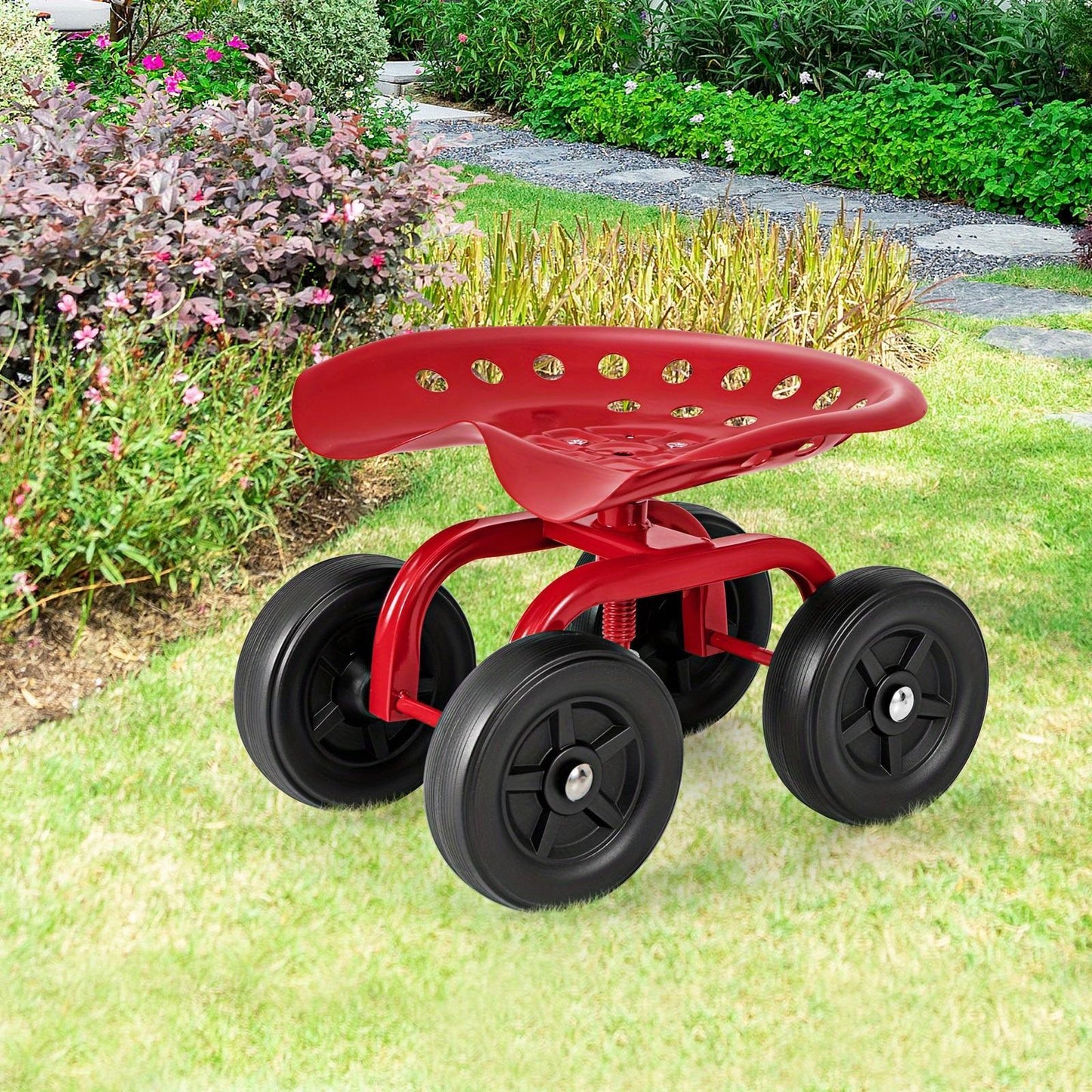 Costzon Heavy-Duty Garden Cart With Adjustable Swivel Seat