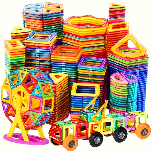Magnetic Building Blocks Toy With Wheels Large Construction