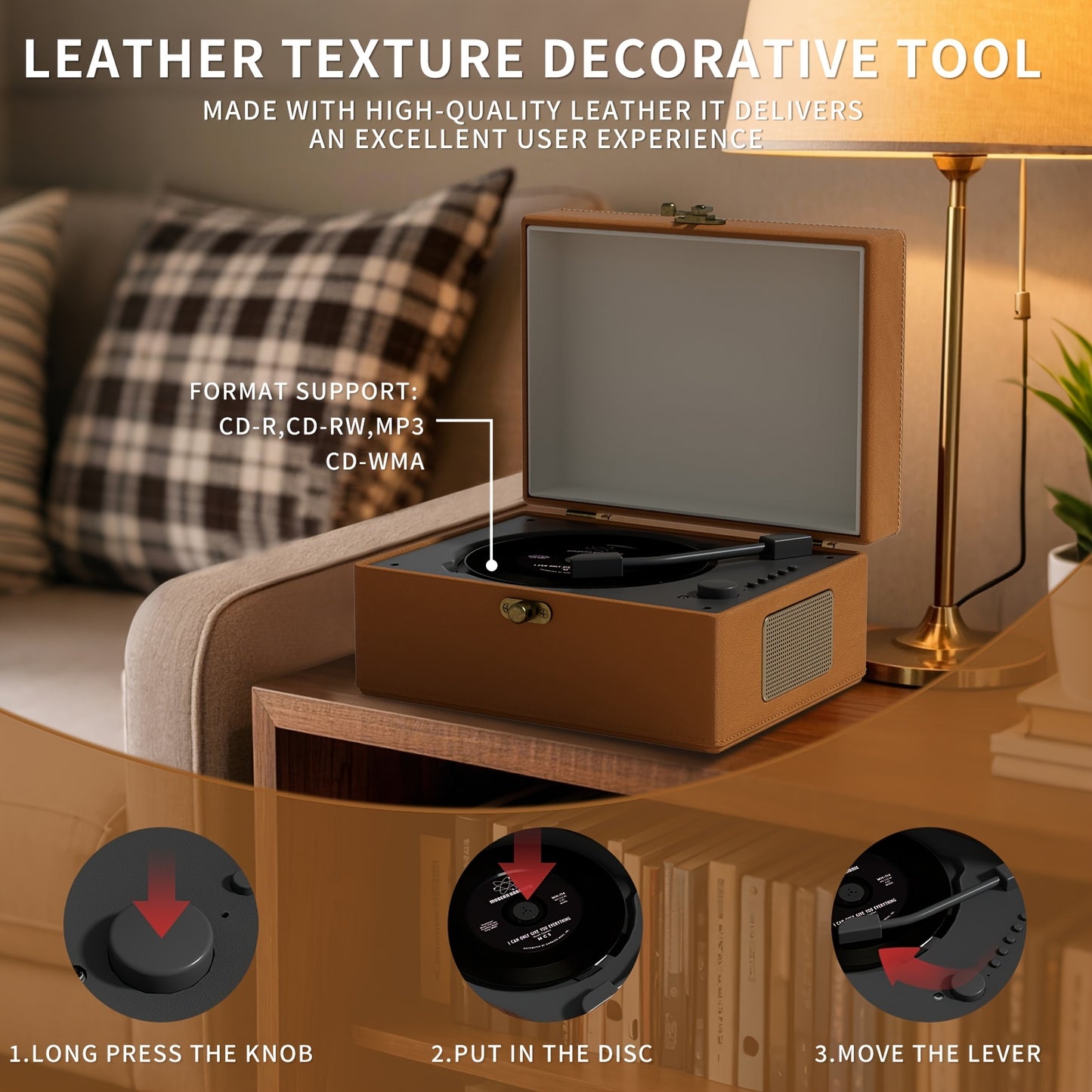 Yintiny Box Style CD Player With Built In Speakers Wireless