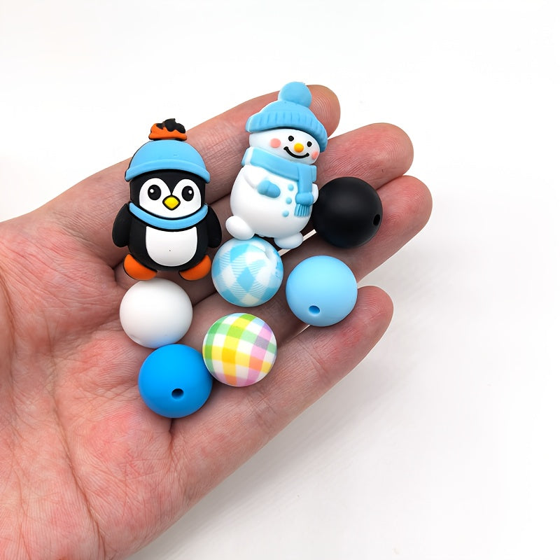 Winter Beads Set Cute Penguins Snowmen Reindeer 6 8 10mm
