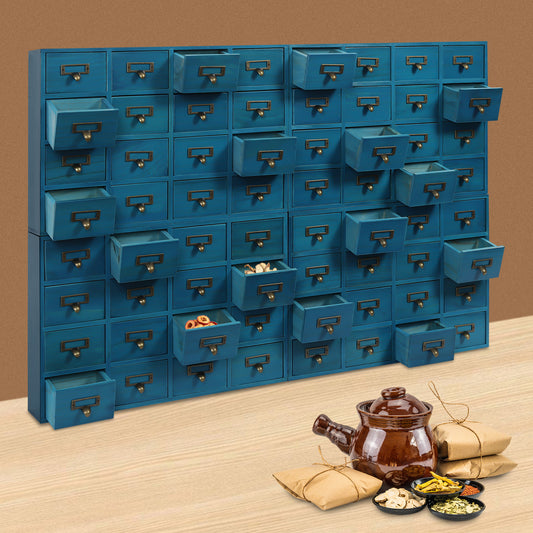 Vintage Blue 64 Drawer Storage Box Four Piece Cabinets