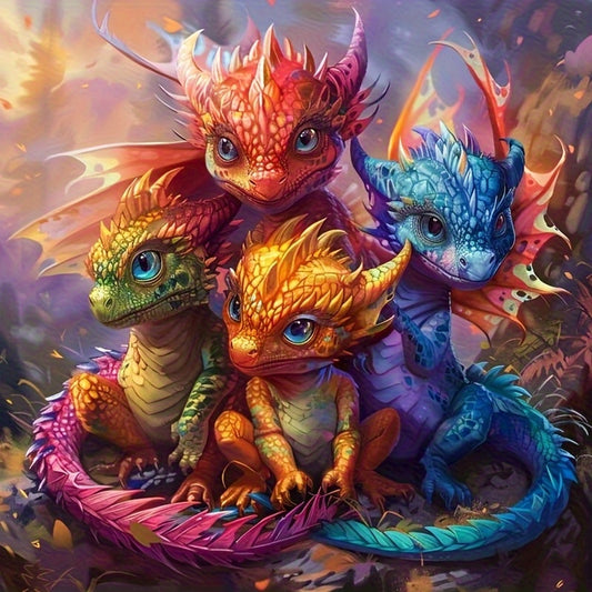 5D Diamond Painting Kit Dragon Four Head Color Change Decor