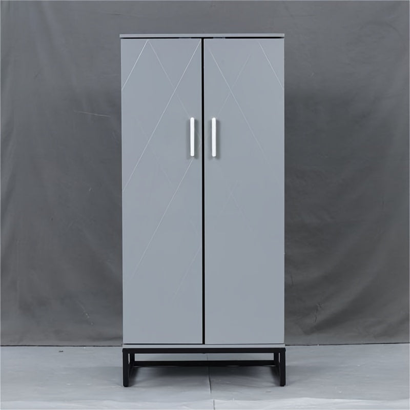 Gray Storage Cabinet with Doors and Adjustable Shelves