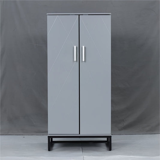 Gray Storage Cabinet with Doors and Adjustable Shelves