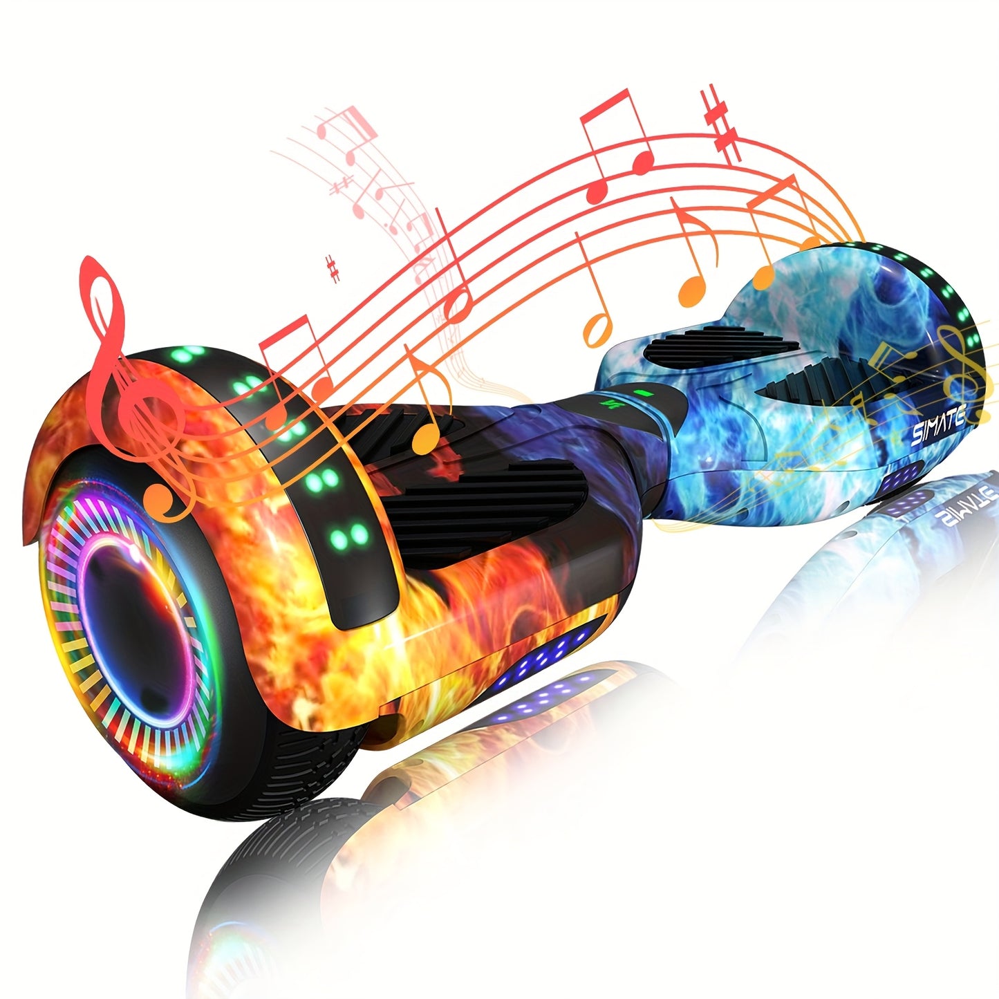 Simate 6.5 Inch Self Balancing Hoverboard Led Lights 7.5mph