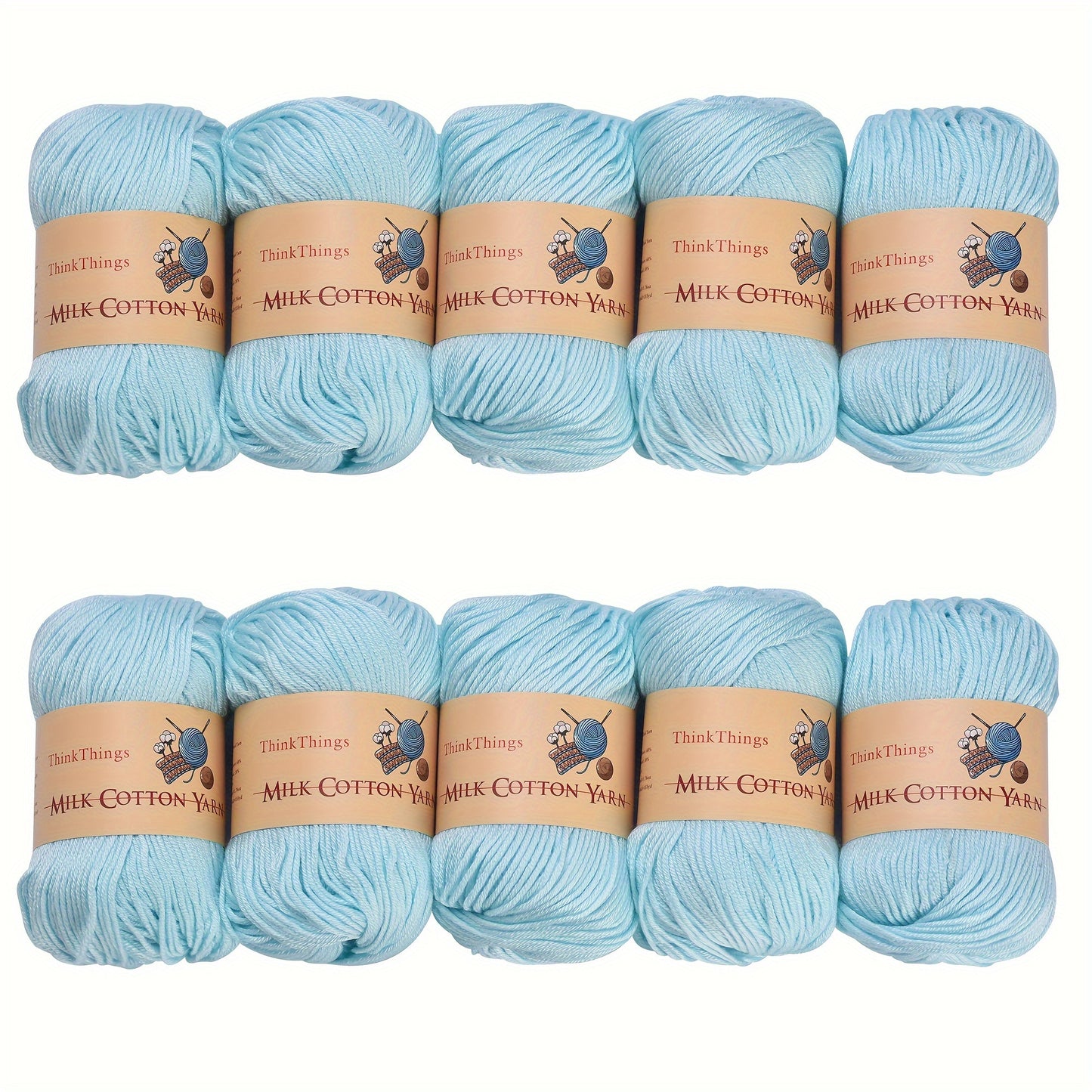 Light Blue Acrylic Yarn 10 Balls Pack Crochet For Beginners