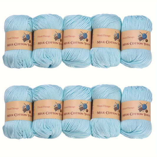 Light Blue Acrylic Yarn 10 Balls Pack Crochet For Beginners