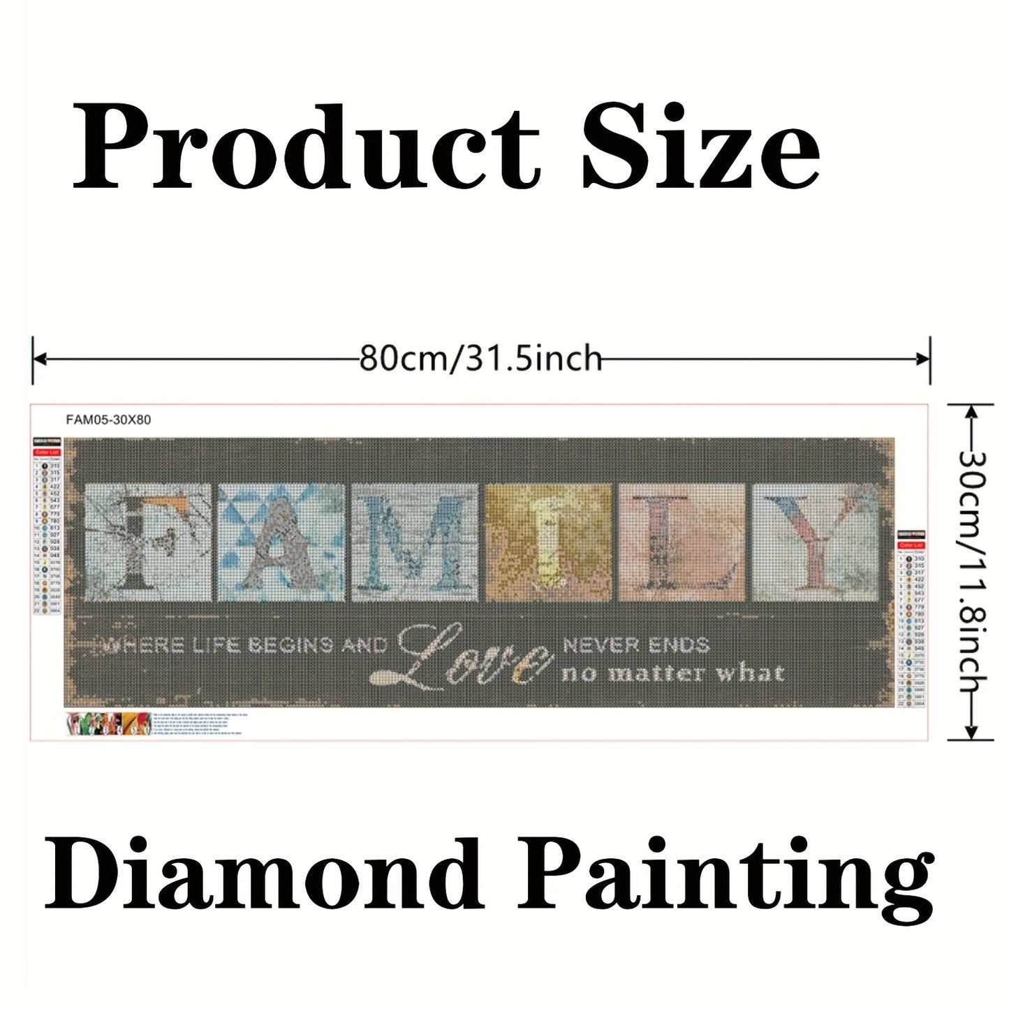 Large DIY 5D Full Diamond Painting Family Alphabet Wall Art