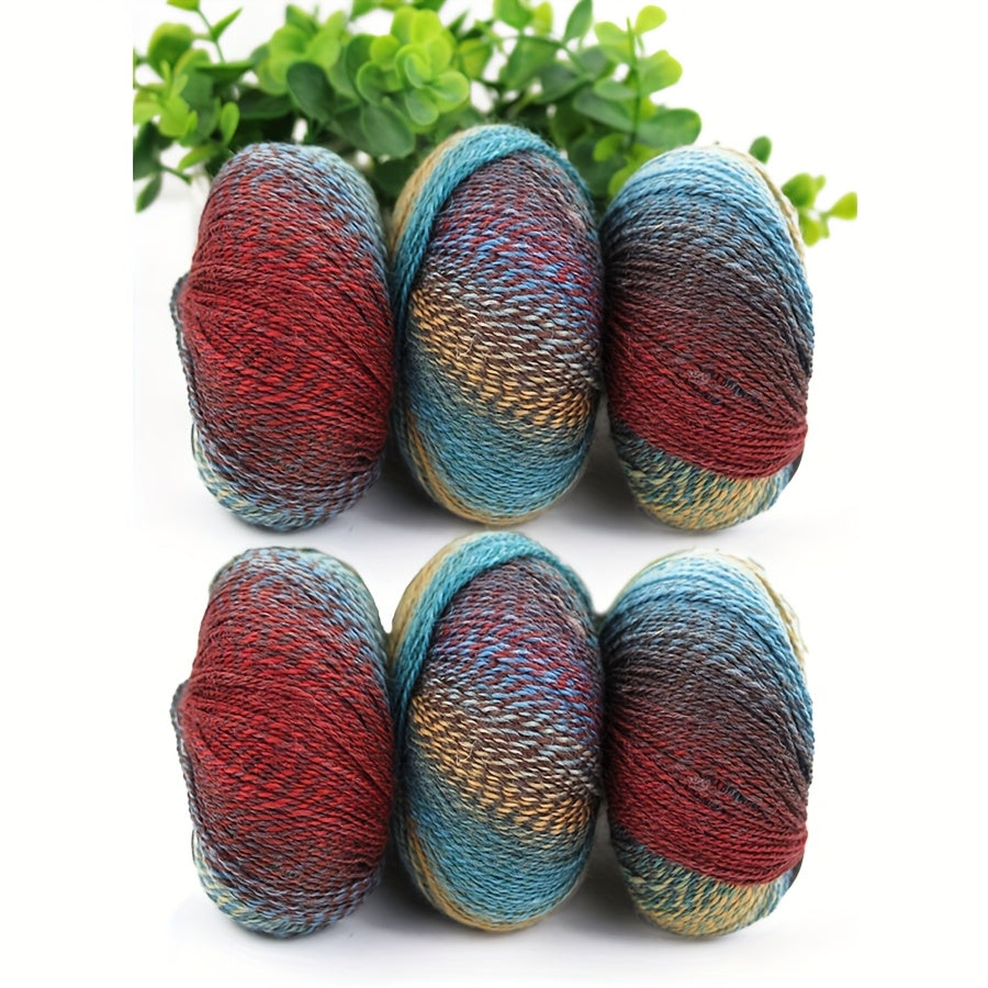 AB Gradient Wool Nylon Yarn 6pc 300g Self Stripe Crochet