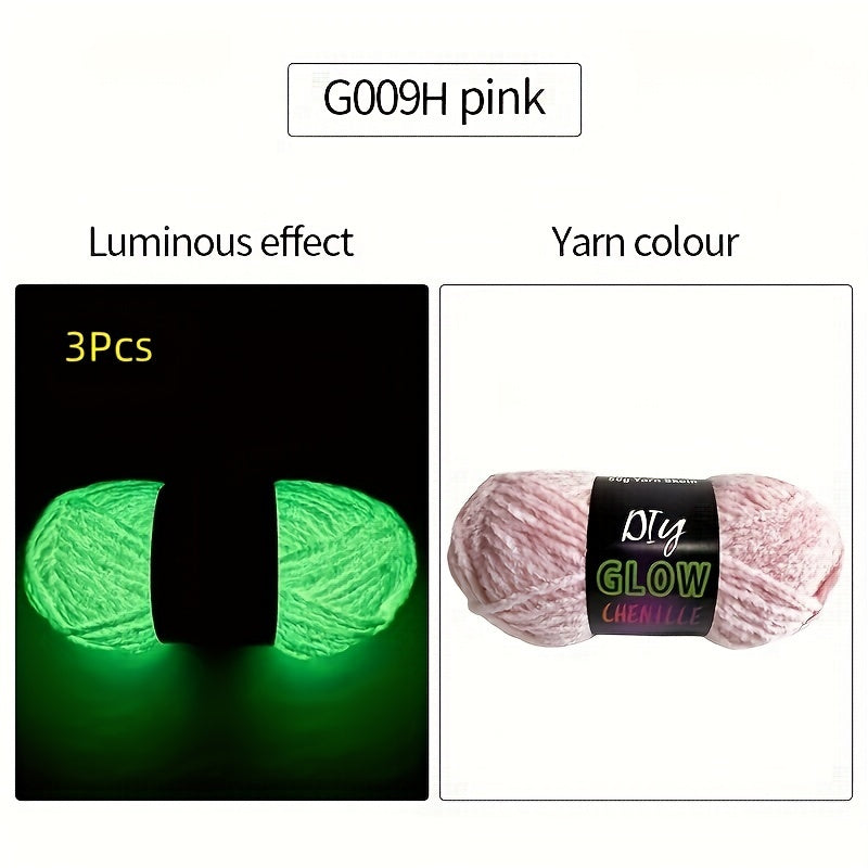Glow In The Dark Chenille Yarn Set Neon Colors For Crafts