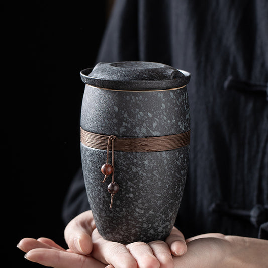 Cat Ear Ceramic Tea Mug With Lid Water Separation Filter