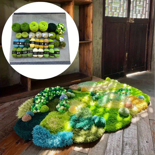 Spring Moss Latch Hook Kit For DIY Rugs 130x75cm Colorful