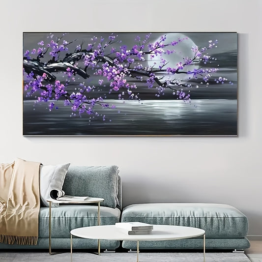 5D Diamond Art Painting Purple Plum Blossom Tree 15.7x31.5In