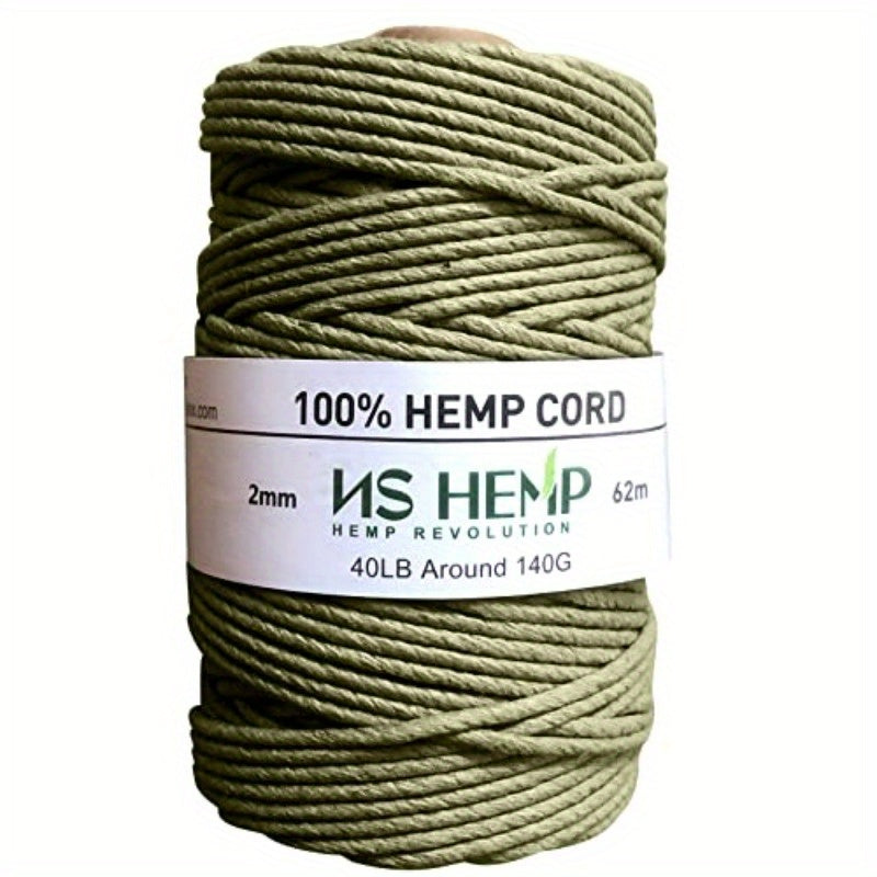 NS Hemp Heavy Duty 2mm 205ft Hemp Cord Olive Green For Macrame Jewelry Making Gardening Wedding Decorations
