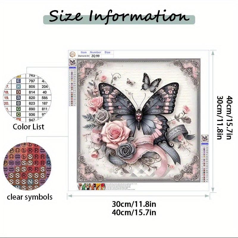 Elegant Gothic Victorian Butterfly Roses 5D Diamond Art Kit