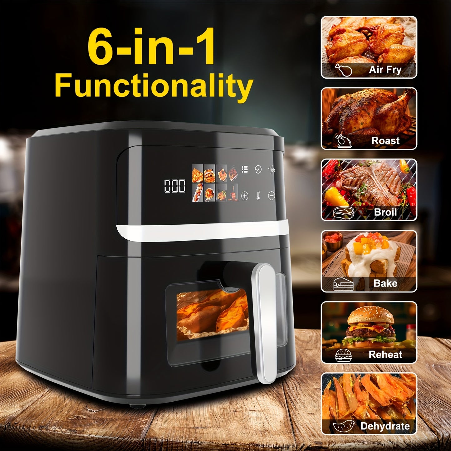Eight Point Five Quart Air Fryer With Smart Programs LCD