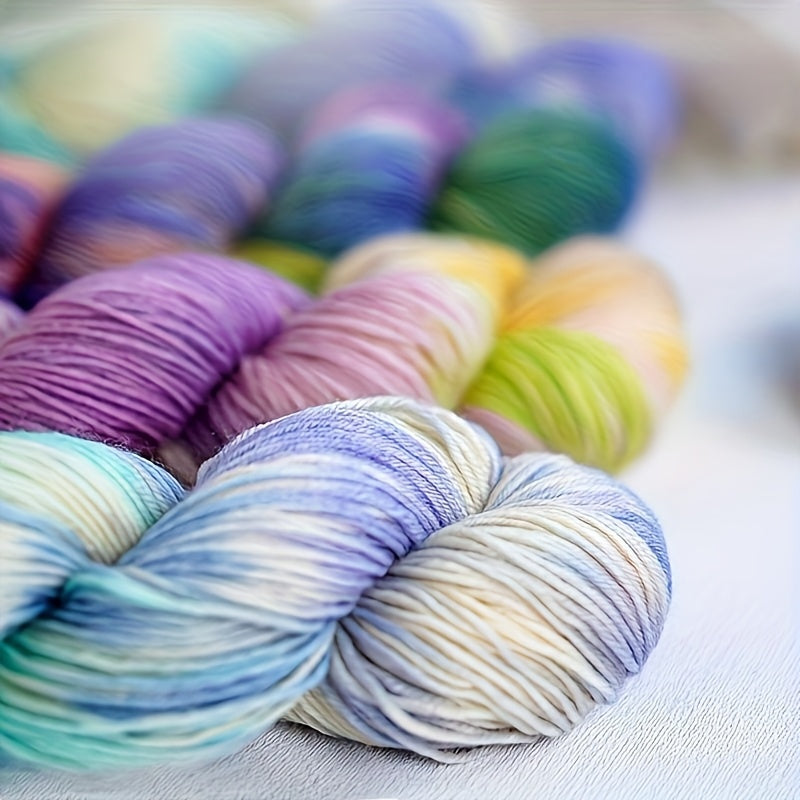Hand Dyed Yarn Set Four Skeins For Knitting Scarves Hats